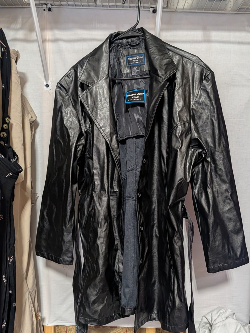 Neutral Zone Men’s Black Faux Leather Trench Coat